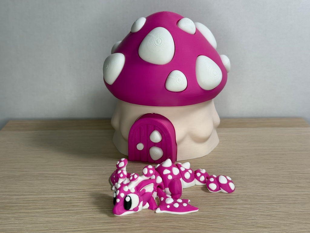 Draken paddestoel met draak roze