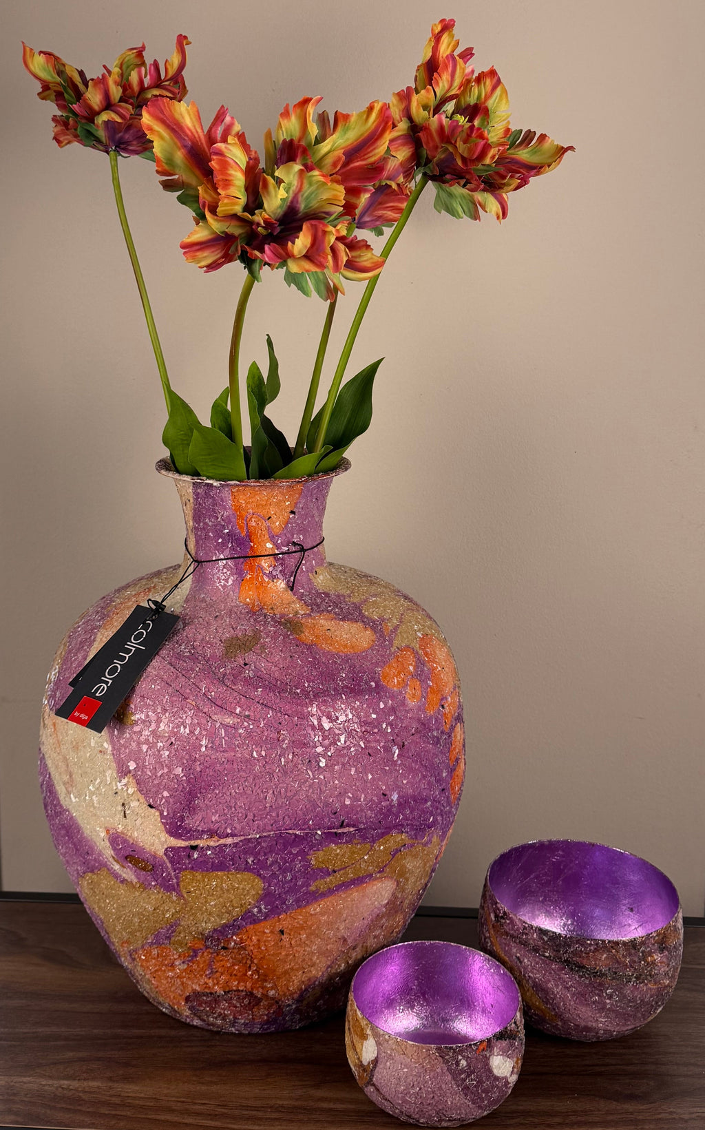 Set Votive mosaic lilac  kommetjes