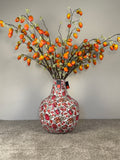 Colmore by Diga Vaas Pomegranate Mosaic Multi – Metalen Vaas met Granaatappel Print – 50 cm Hoog (40x40x50 cm)