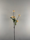 Kunstbloem Tak Pompom met Blad Cream – Zijdebloem 52 cm – Natuurlijke Bloemendecoratie