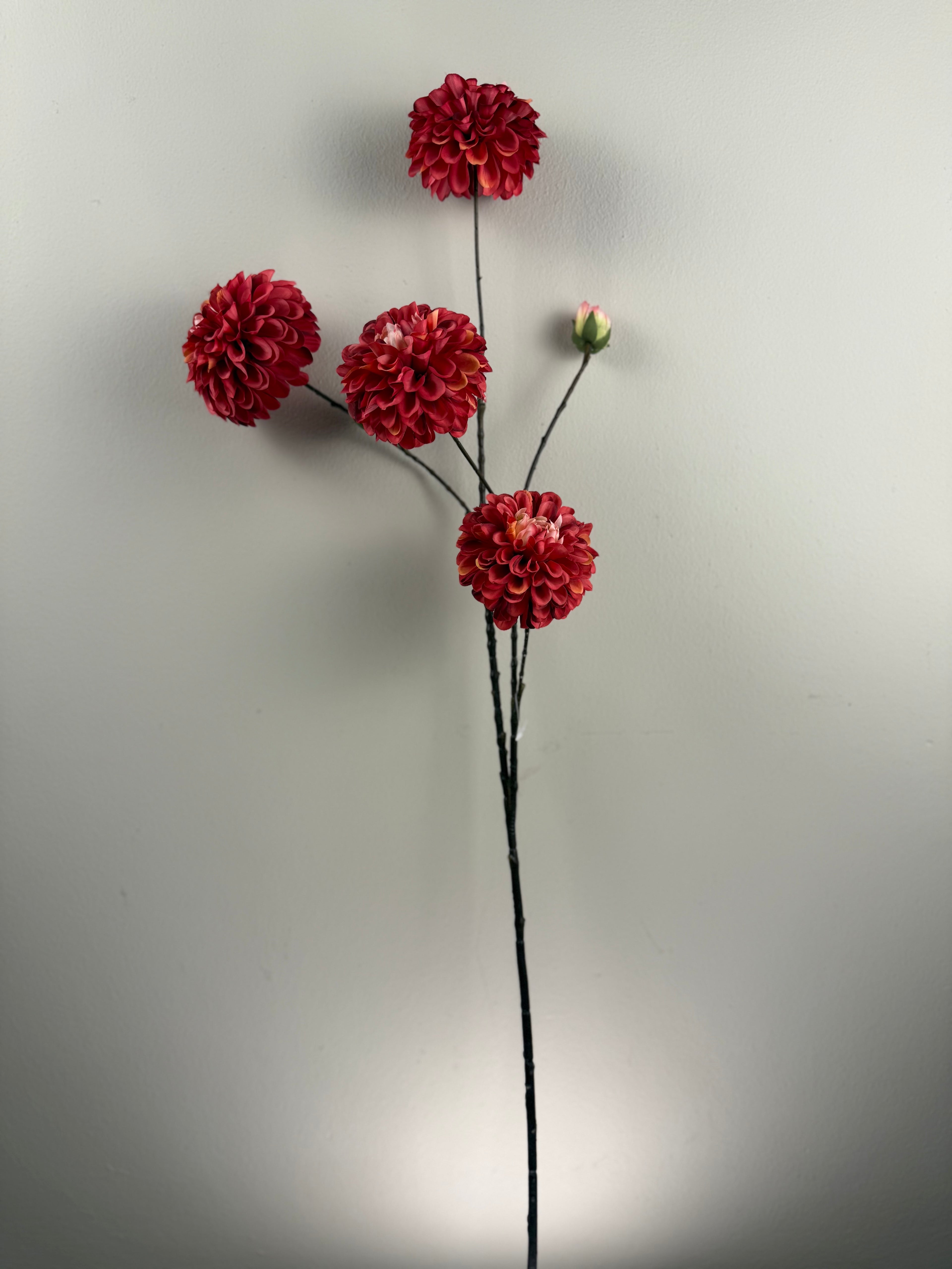 Kunstbloem Dahlia Tak Donker Roze – Dahlia Spray 90 cm – 4 Bloemen & 2 Knoppen