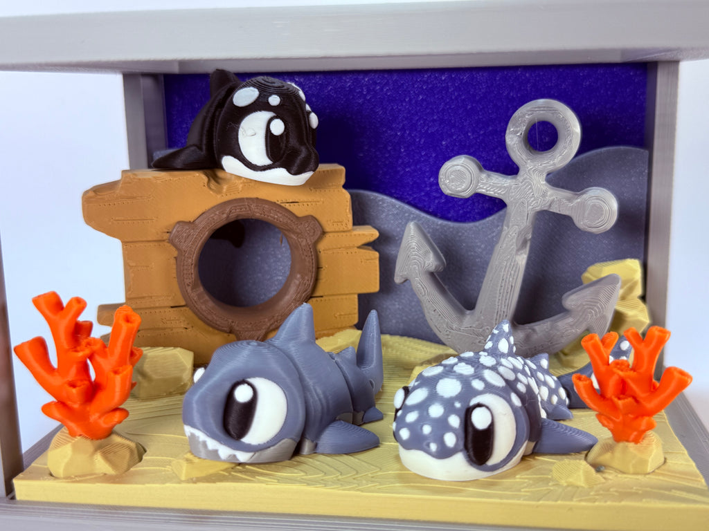 Oceaan Diorama/speelhuis met 2 oceaanvrienden