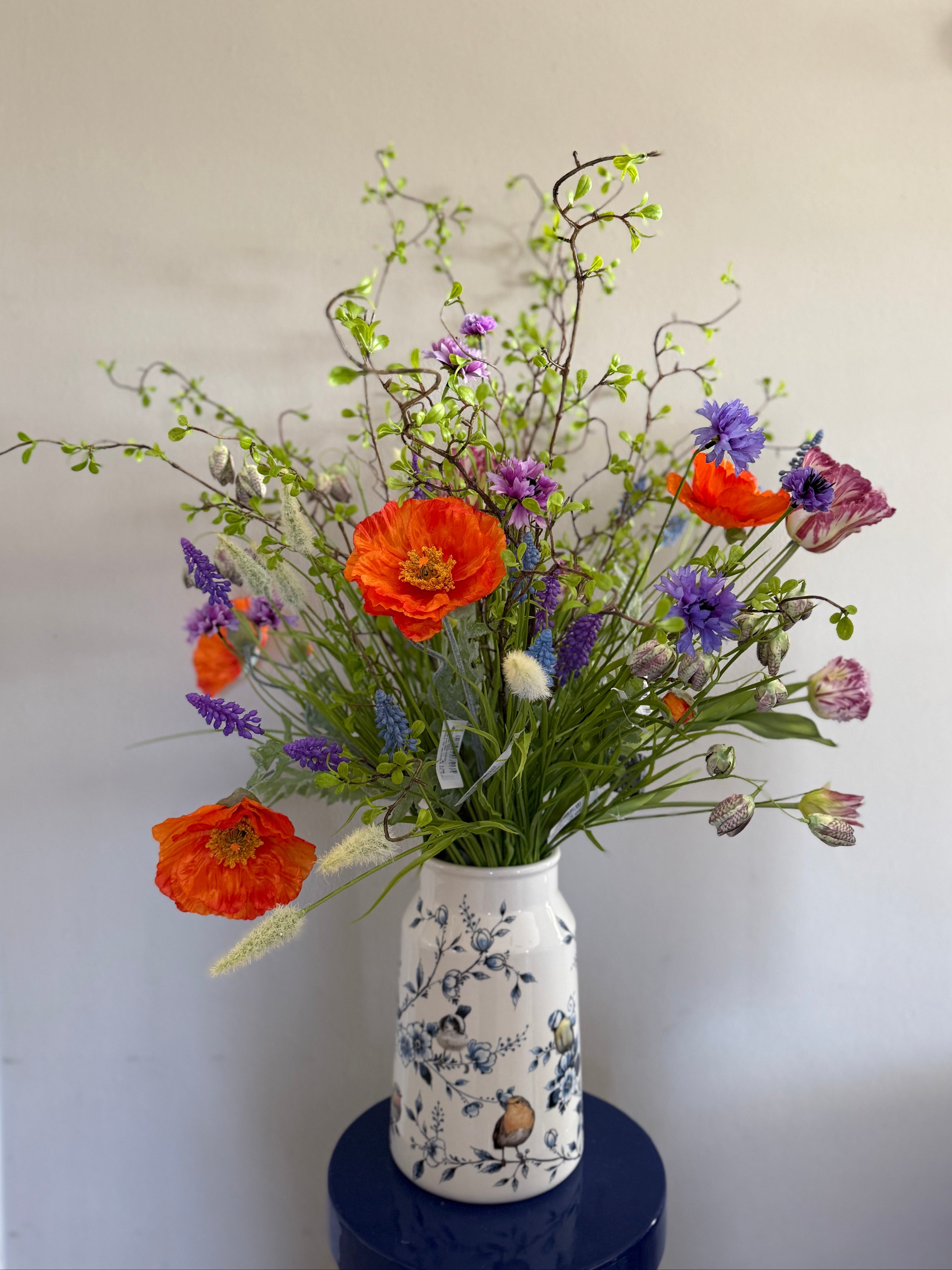 Melkbusvaas Bosvogels- Heinen Delfts Blauw