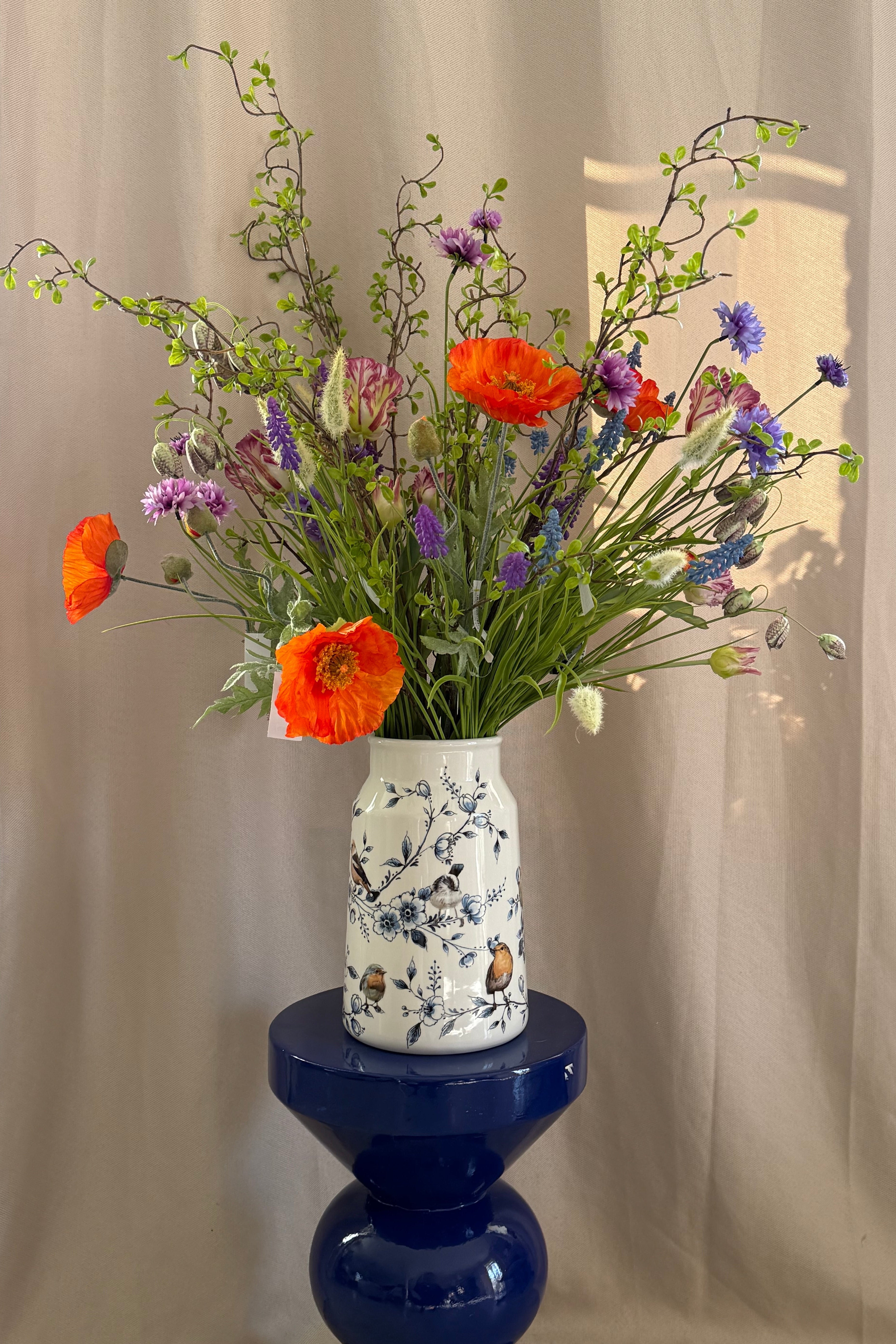 Melkbusvaas Bosvogels- Heinen Delfts Blauw