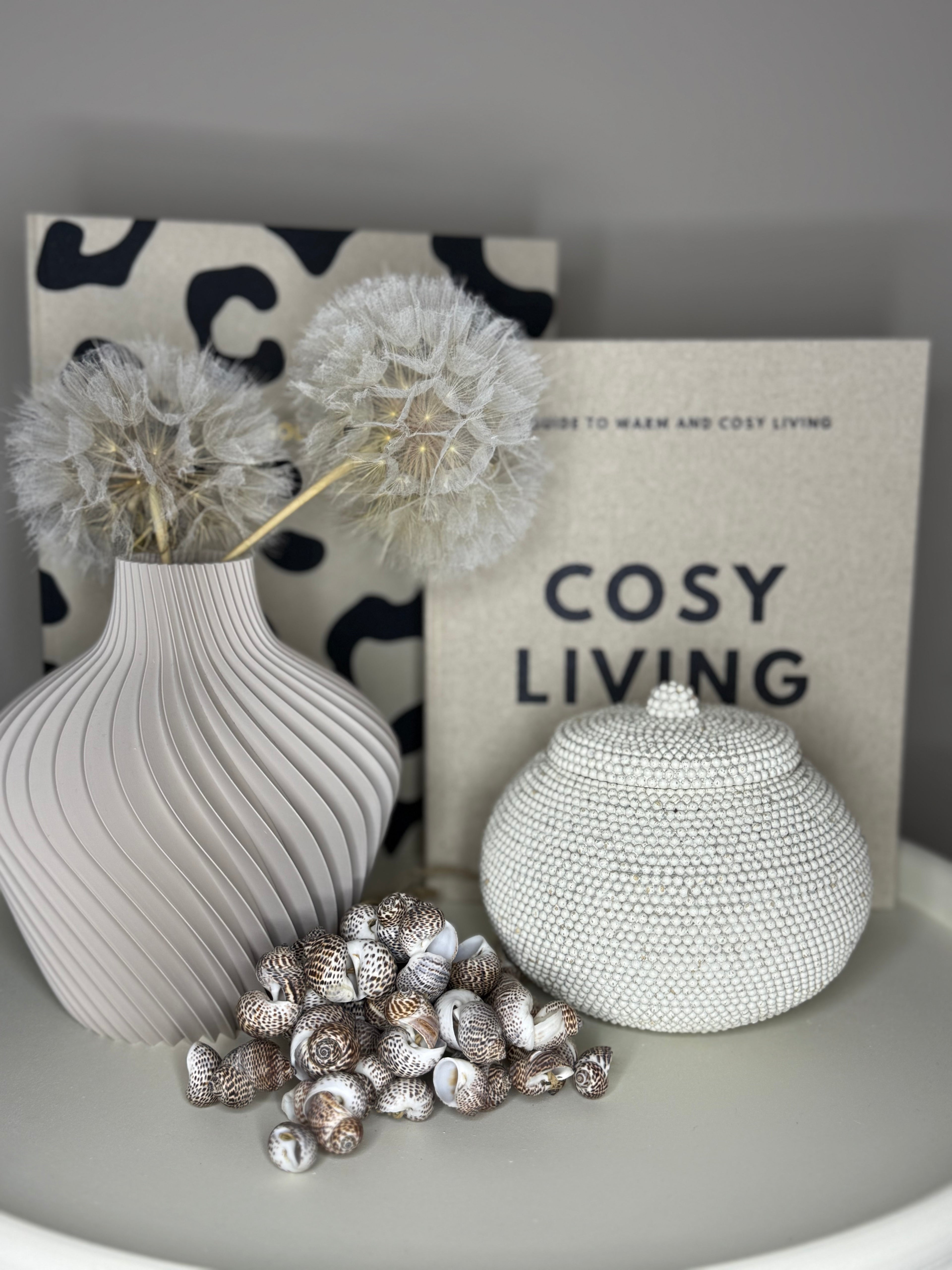 Beige gespikkeld Polyresin Potje met Kralenstructuur