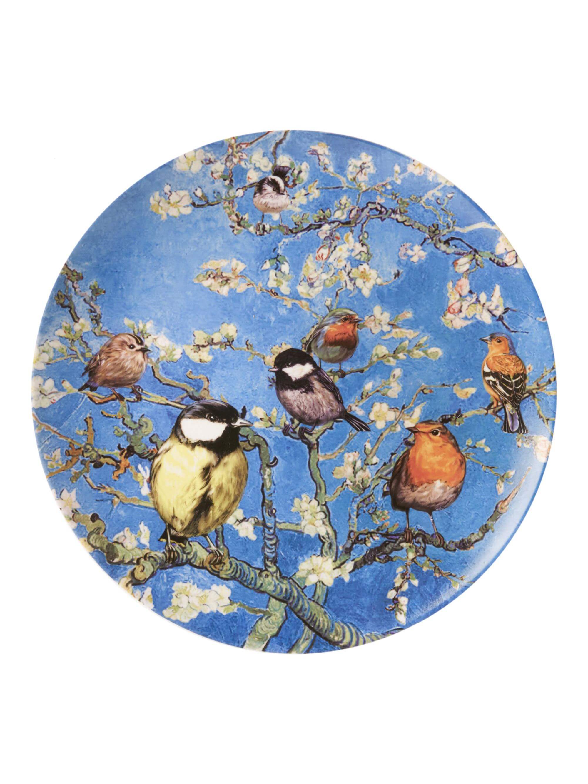Wandbord - Bord - Vogels van Van Gogh - 31 cm - Heinen Delfts Blauw