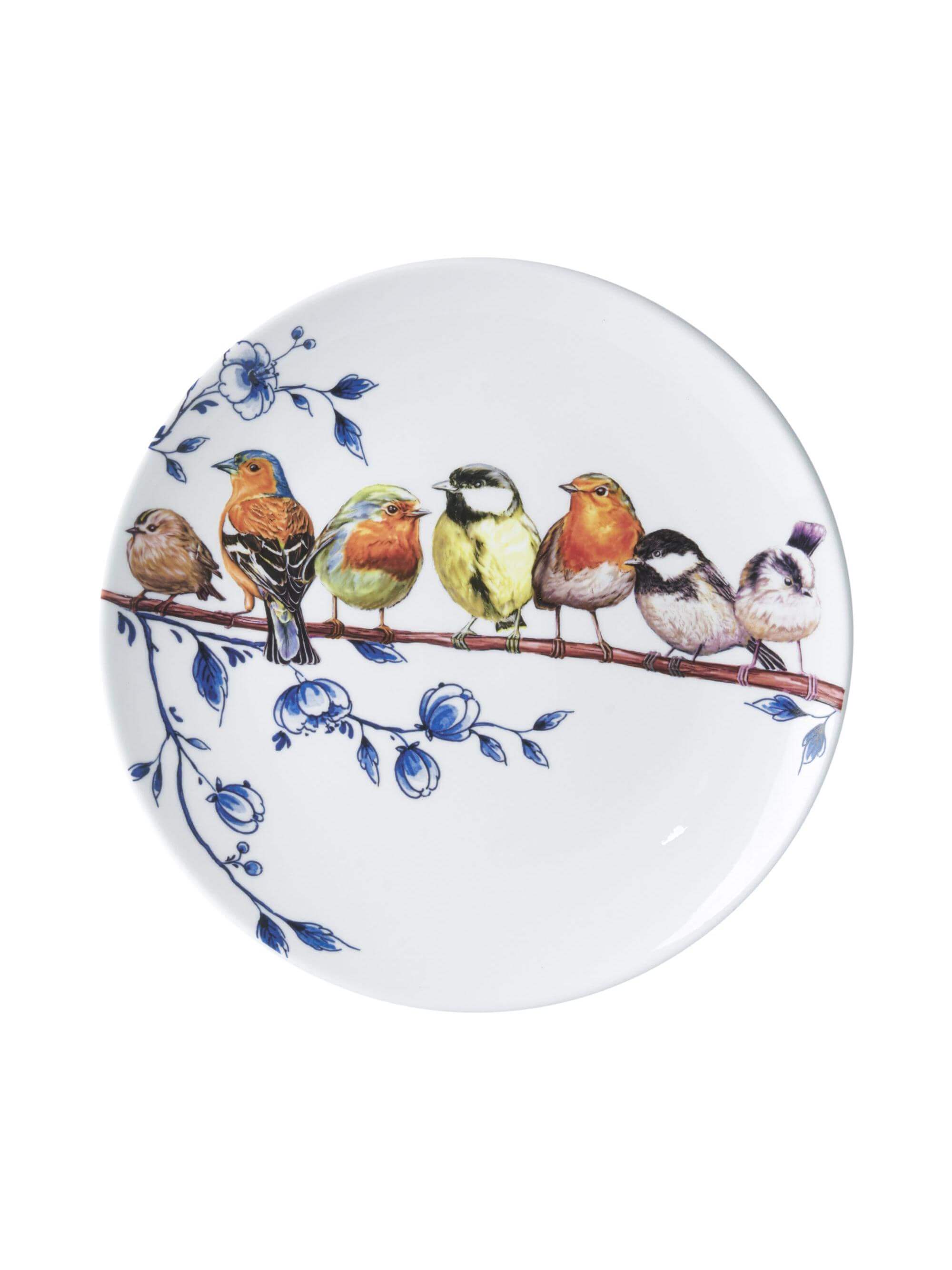 Wandbord- Bord Bosvogels -  26,5 cm - Heinen Delfts Blauw