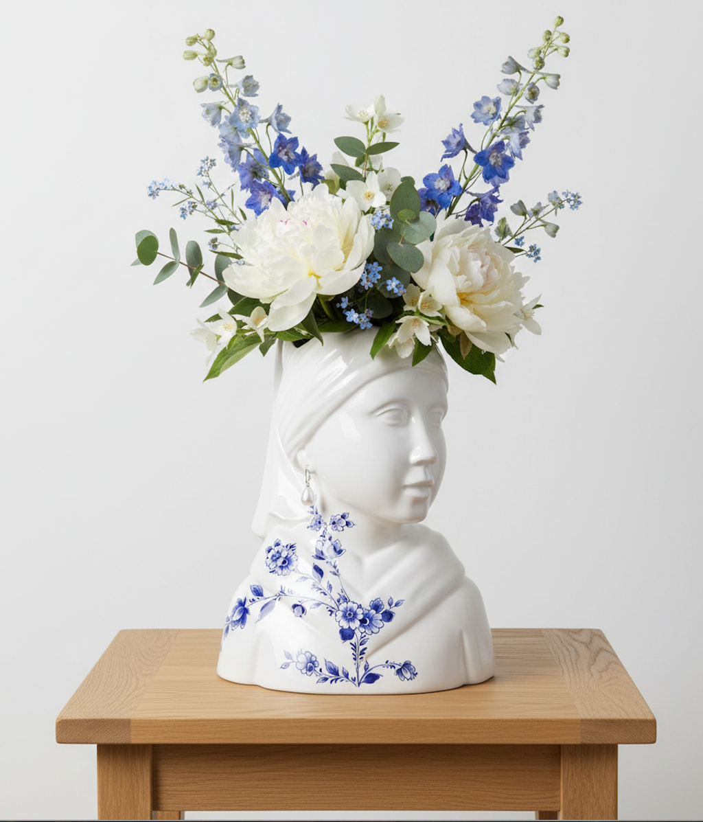 Heinen Delfts Blauw Vaas – Meisje met de Parel