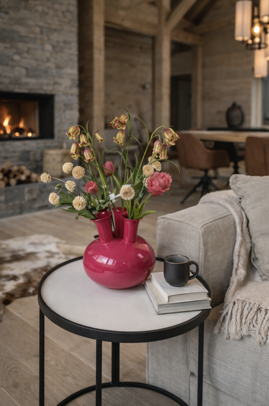 Vase 5 Mouth – Fuchsia Enamel – 23 x 23 cm | Colmore by diga