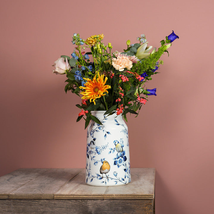 Melkbusvaas Bosvogels- Heinen Delfts Blauw